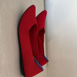 Rothy's Vibrant Red Flats with Black Sole